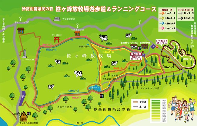 池の平温泉観光協会 妙高高原 笹ヶ峰牧場遊歩道&ランニングコース図
